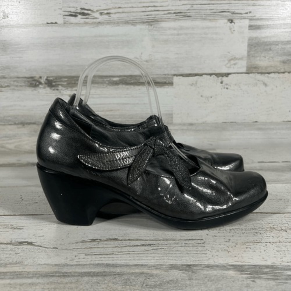NAOT Pleasure Mary Jane Leather Women's Shoes Padded Heel Metallic Gray EU 40/10